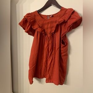 Old Navy ✨ Burnt-Orange Ruffle Top